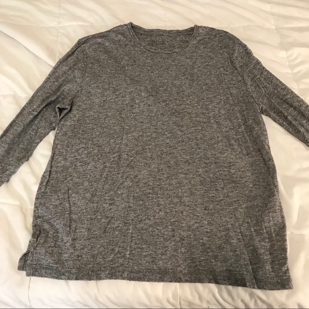 All Saints gray marl marble long sleeve shirt mens